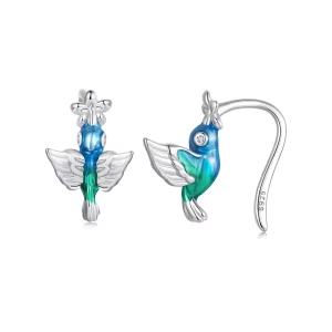 Gancho para oreja con forma de colibrí estilo PANDORA - BSE990 (imagen para) Gancho para oreja con forma de colibrí estilo PANDORA - BSE990