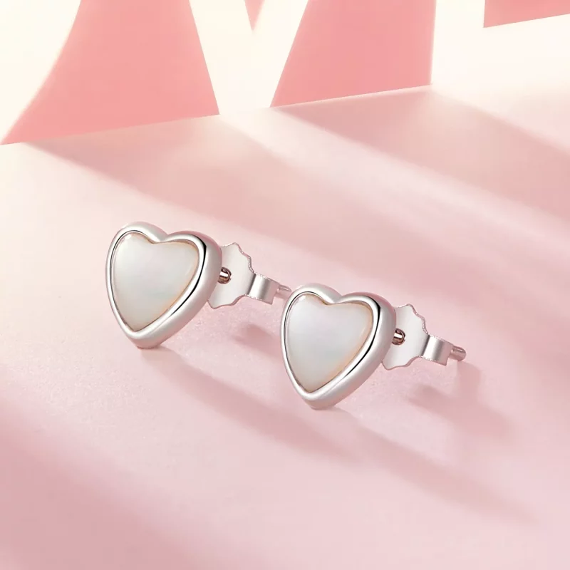 (imagen para) Pendientes blancos conmovedores estilo PANDORA - BSE969 - Ver 2
