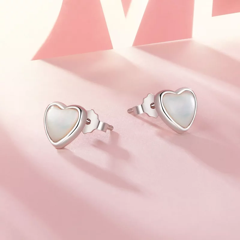 (imagen para) Pendientes blancos conmovedores estilo PANDORA - BSE969 - Ver 3