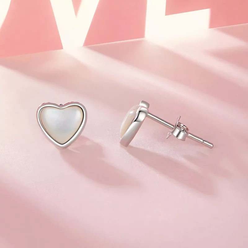 (imagen para) Pendientes blancos conmovedores estilo PANDORA - BSE969 - Ver 4