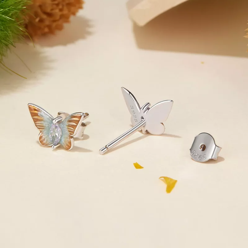 (imagen para) Pendientes con forma de mariposa elegantes estilo PANDORA - BSE993 - Ver 4