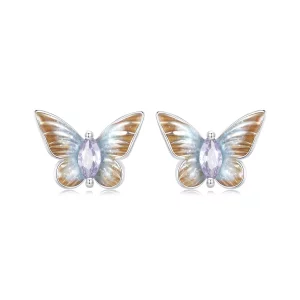 (imagen para) Pendientes con forma de mariposa elegantes estilo PANDORA - BSE993
