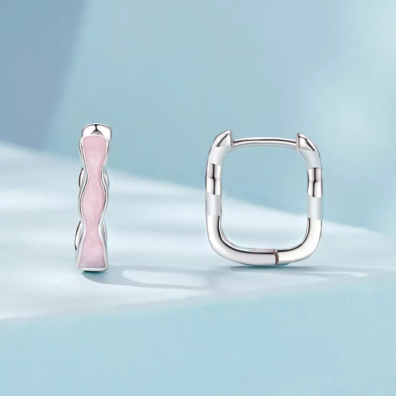 (imagen para) Pendientes cuadrados rosas estilo PANDORA - SCE1709 - Ver 2