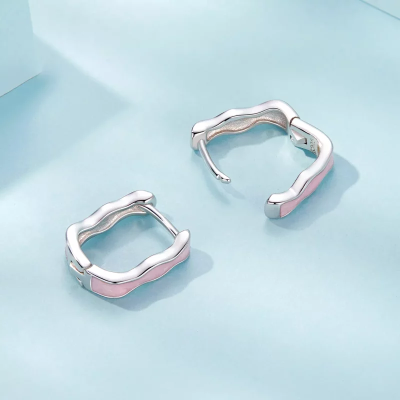 (imagen para) Pendientes cuadrados rosas estilo PANDORA - SCE1709 - Ver 4