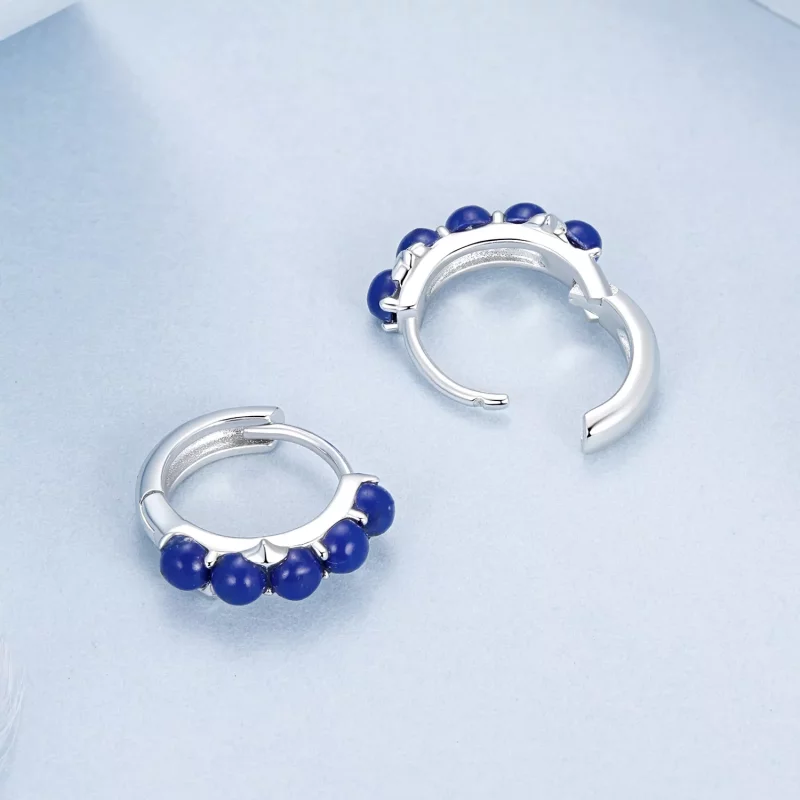 (imagen para) Pendientes de bola azul estilo PANDORA - BSE984 - Ver 4