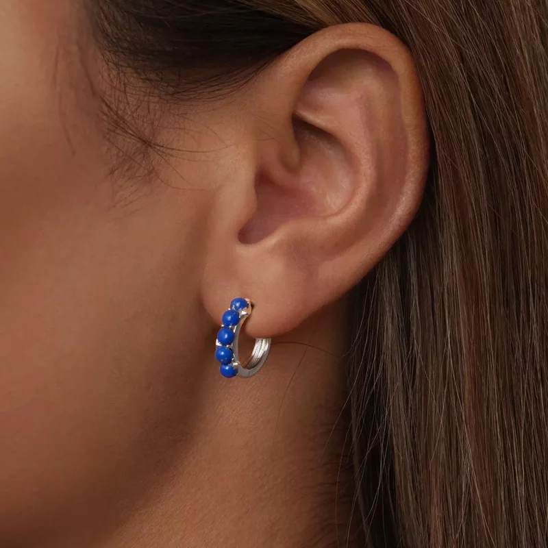 (imagen para) Pendientes de bola azul estilo PANDORA - BSE984 - Ver 5