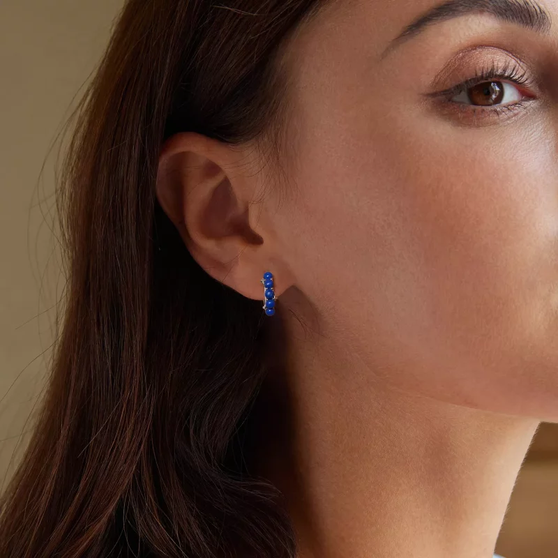 (imagen para) Pendientes de bola azul estilo PANDORA - BSE984 - Ver 7