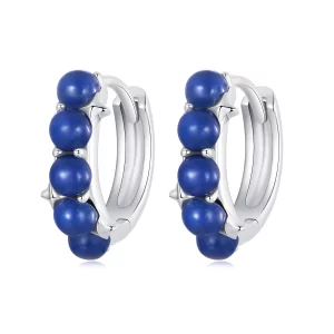 Pendientes de bola azul estilo PANDORA - BSE984 (imagen para) Pendientes de bola azul estilo PANDORA - BSE984