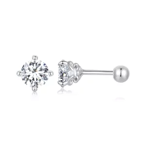 Pendientes de bola de hilo con diseño de moissanita estilo PANDORA (dos certificados) - MSE050 (imagen para) Pendientes de bola de hilo con diseño de moissanita estilo PANDORA (dos certificados) - MSE050