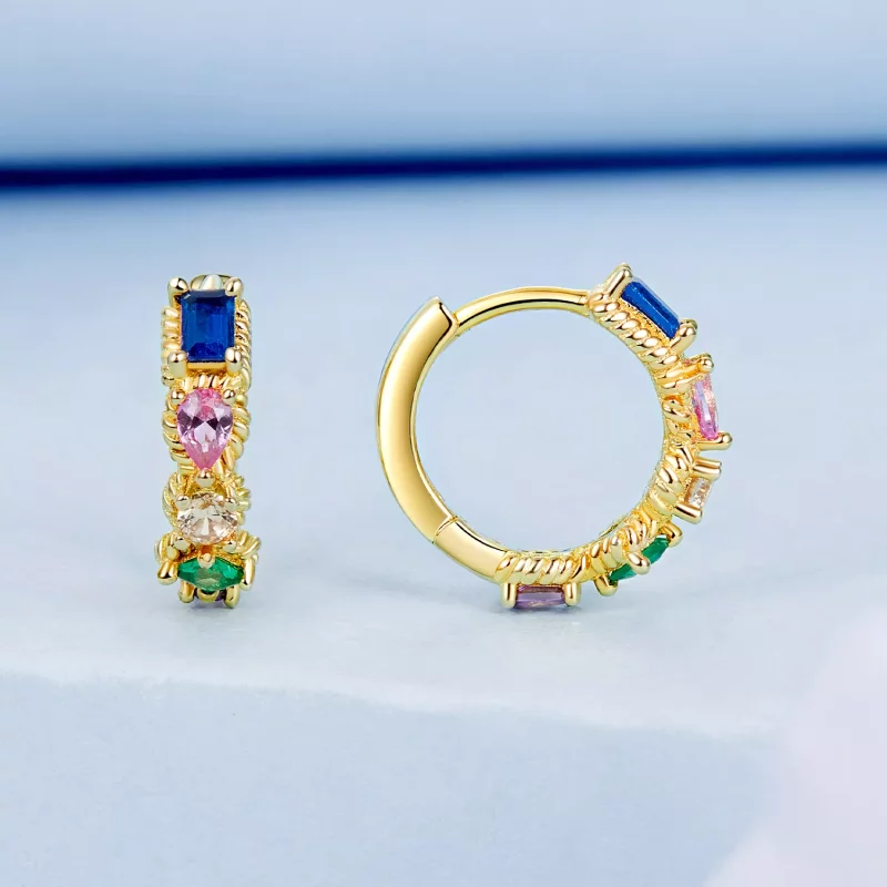 (imagen para) Pendientes de colores estilo PANDORA - BSE974 - Ver 2