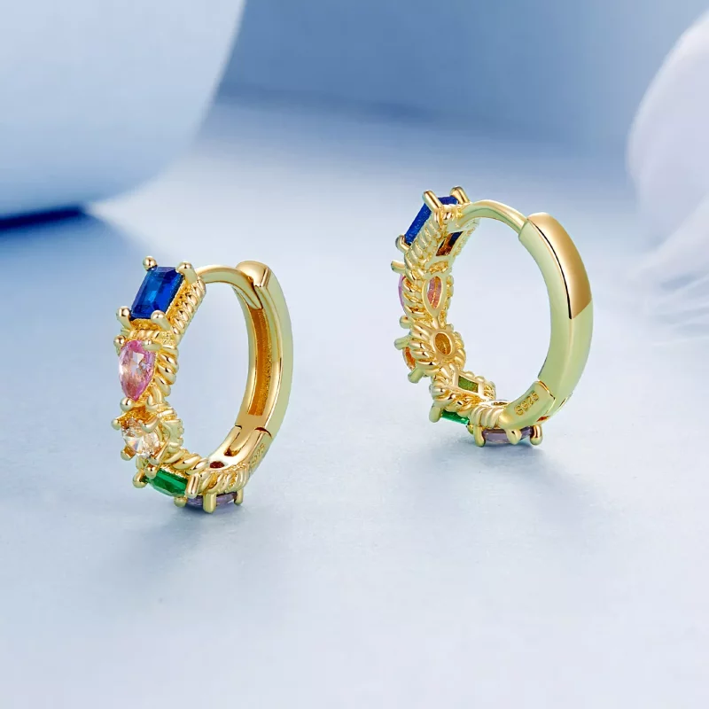 (imagen para) Pendientes de colores estilo PANDORA - BSE974 - Ver 3