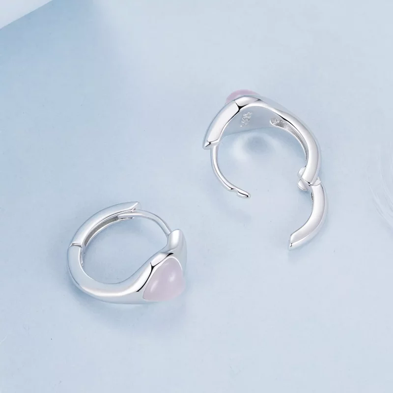 (imagen para) Pendientes de corazón rosa estilo PANDORA - BSE1000 - Ver 4