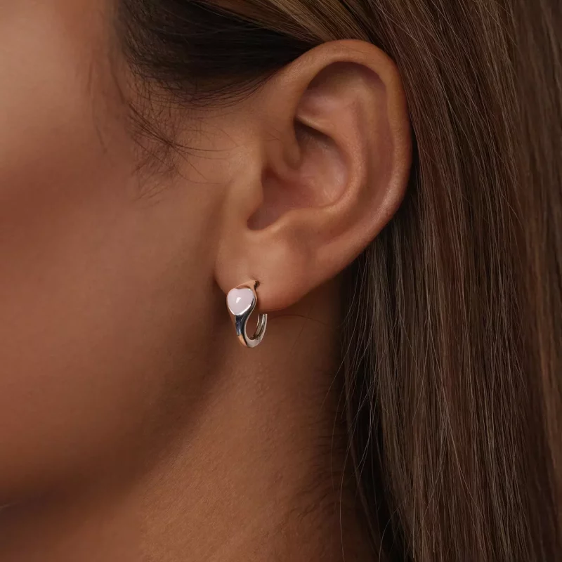 (imagen para) Pendientes de corazón rosa estilo PANDORA - BSE1000 - Ver 5