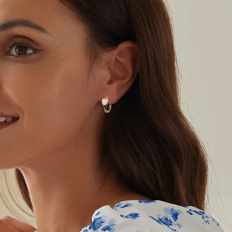 (imagen para) Pendientes de corazón rosa estilo PANDORA - BSE1000 - Ver 8