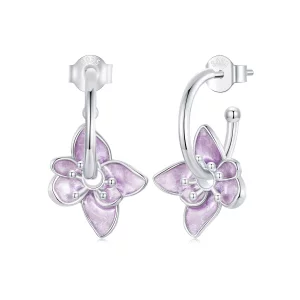 (imagen para) Pendientes de flor morada estilo PANDORA - BSE976