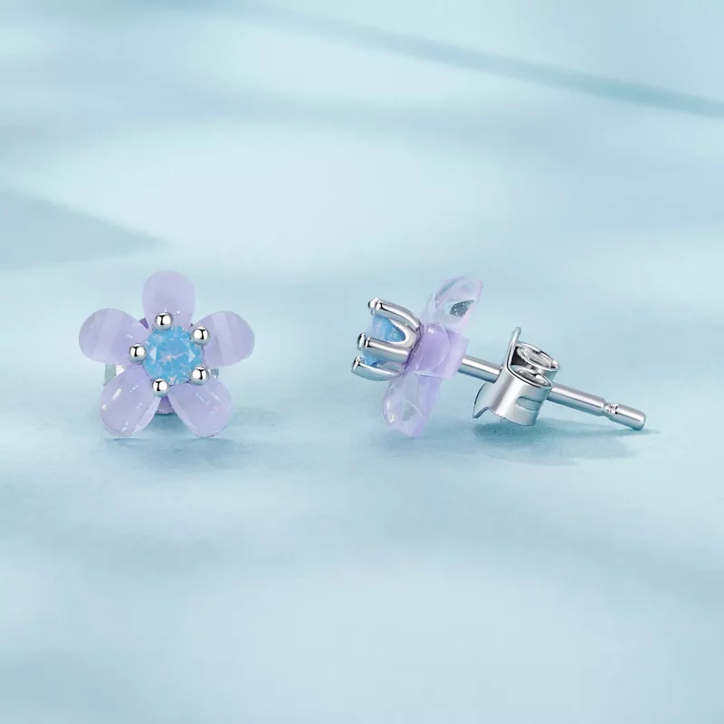 (imagen para) Pendientes de flor morada estilo PANDORA - SCE1733 - Ver 4