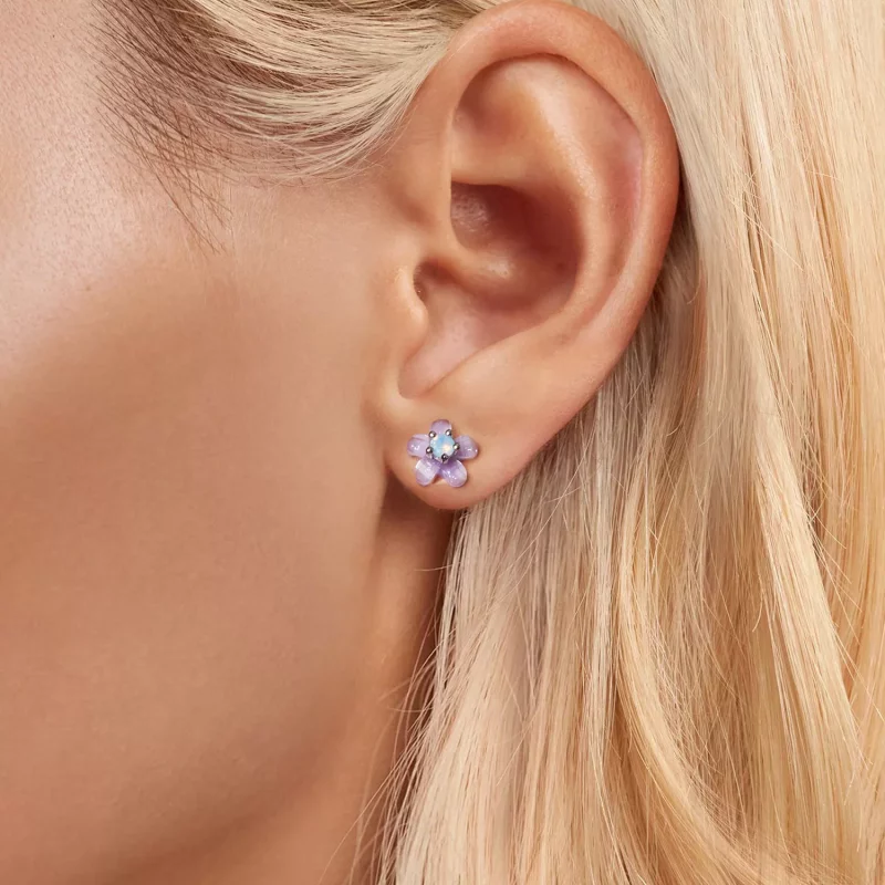 (imagen para) Pendientes de flor morada estilo PANDORA - SCE1733 - Ver 6
