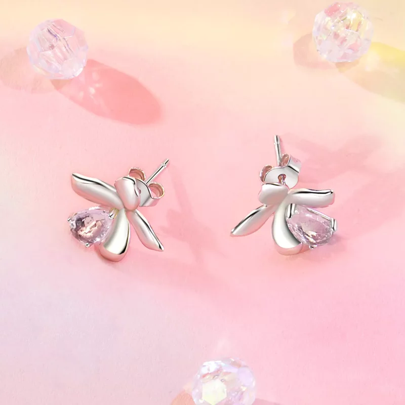 (imagen para) Pendientes de flor rosa estilo PANDORA - SCE1723 - Ver 3