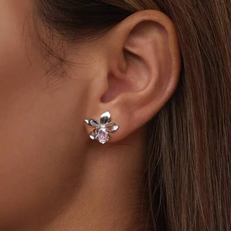 (imagen para) Pendientes de flor rosa estilo PANDORA - SCE1723 - Ver 6