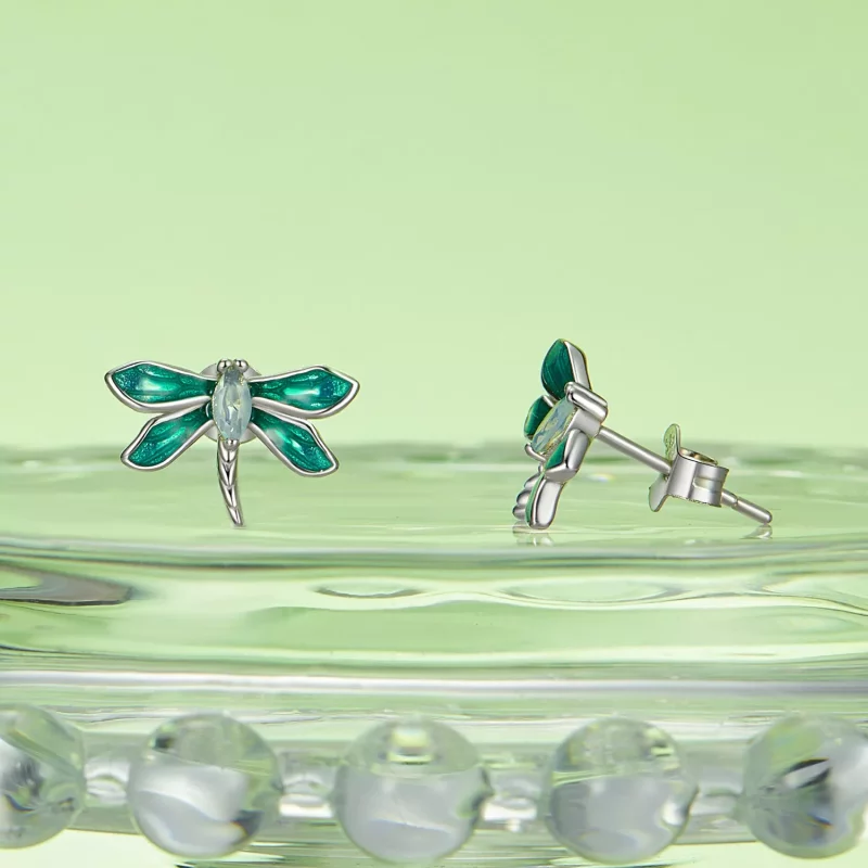(imagen para) Pendientes de libélula estilo PANDORA - BSE988 - Ver 3
