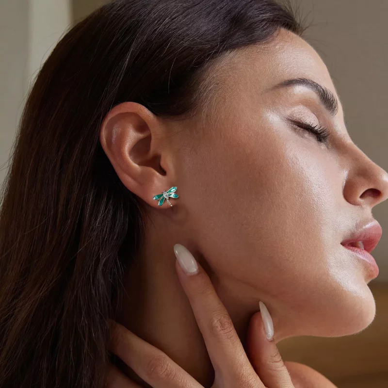 (imagen para) Pendientes de libélula estilo PANDORA - BSE988 - Ver 7