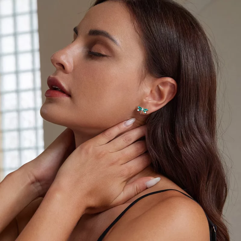 (imagen para) Pendientes de libélula estilo PANDORA - BSE988 - Ver 8