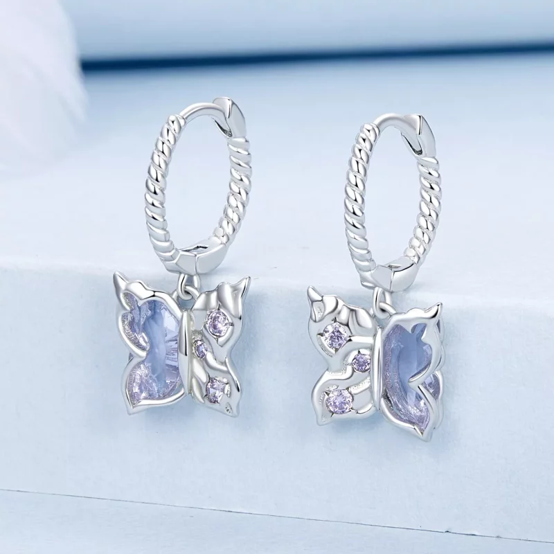 (imagen para) Pendientes de mariposa estilo PANDORA - BSE986 - Ver 2