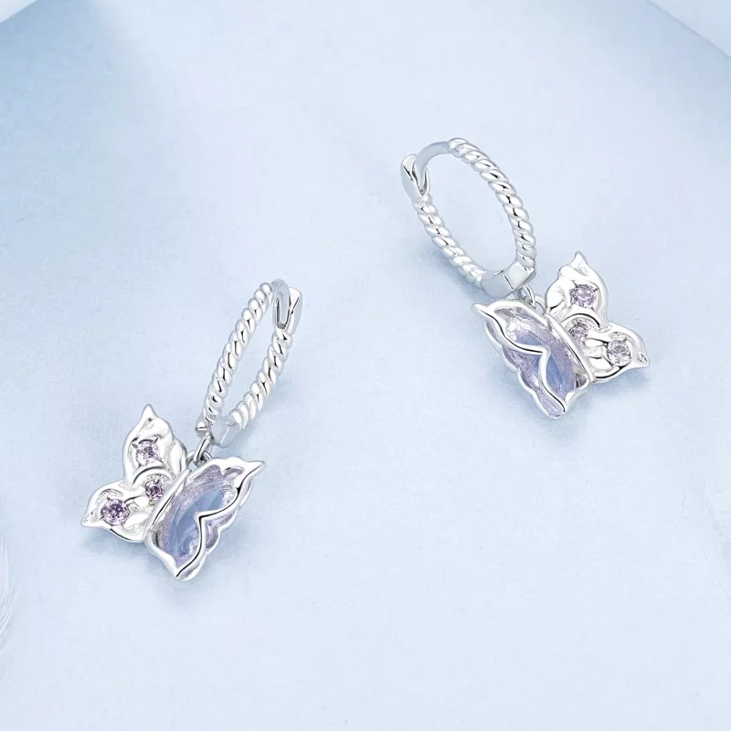 (imagen para) Pendientes de mariposa estilo PANDORA - BSE986 - Ver 3