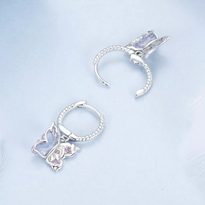 (imagen para) Pendientes de mariposa estilo PANDORA - BSE986 - Ver 4