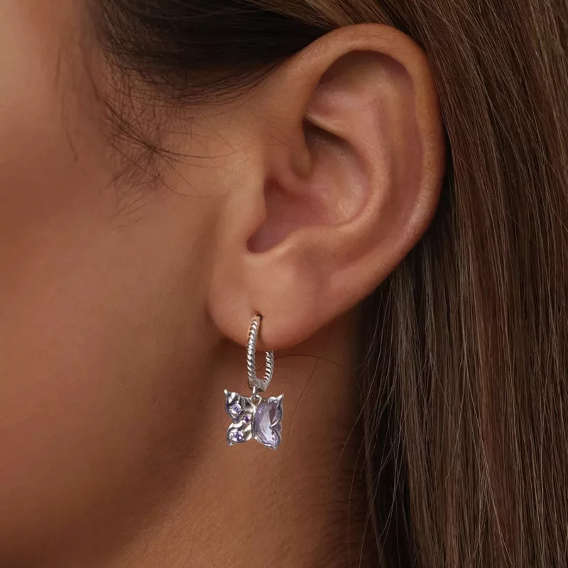 (imagen para) Pendientes de mariposa estilo PANDORA - BSE986 - Ver 5