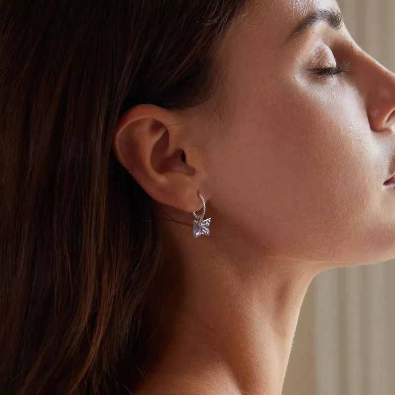 (imagen para) Pendientes de mariposa estilo PANDORA - BSE986 - Ver 7