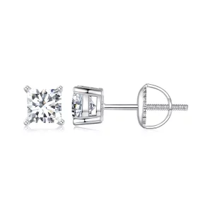 Pendientes de moissanita estilo princesa PANDORA (dos certificados) - MSE047-L (imagen para) Pendientes de moissanita estilo princesa PANDORA (dos certificados) - MSE047-L