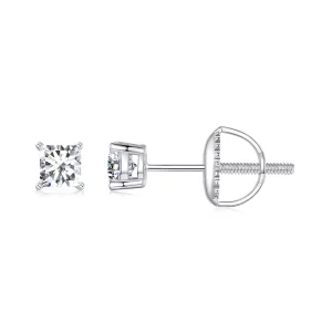 Pendientes de moissanita estilo princesa PANDORA (un certificado) - MSE047-S (imagen para) Pendientes de moissanita estilo princesa PANDORA (un certificado) - MSE047-S