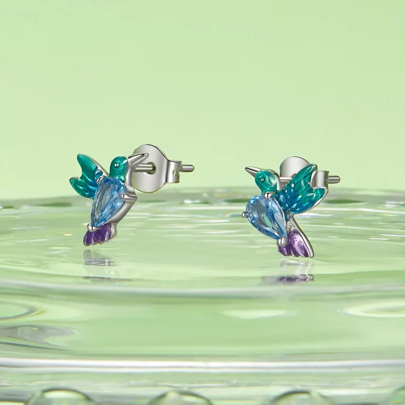 (imagen para) Pendientes de pájaro estilo PANDORA - BSE989 - Ver 3
