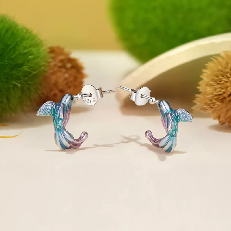 (imagen para) Pendientes estilo PANDORA con forma de martín pescador - BSE997 - Ver 3