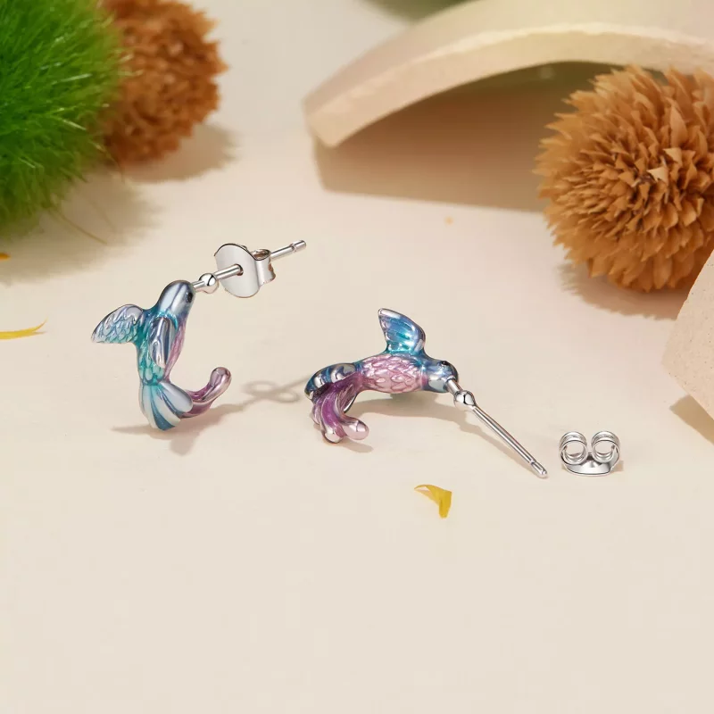 (imagen para) Pendientes estilo PANDORA con forma de martín pescador - BSE997 - Ver 4