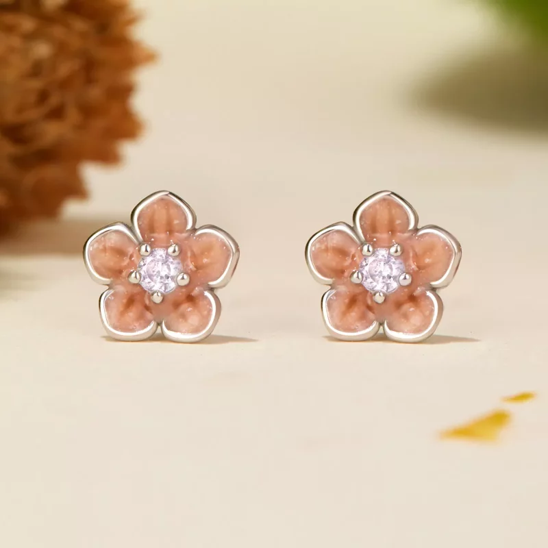 (imagen para) Pendientes románticos de flor de cerezo estilo PANDORA - BSE992 - Ver 2