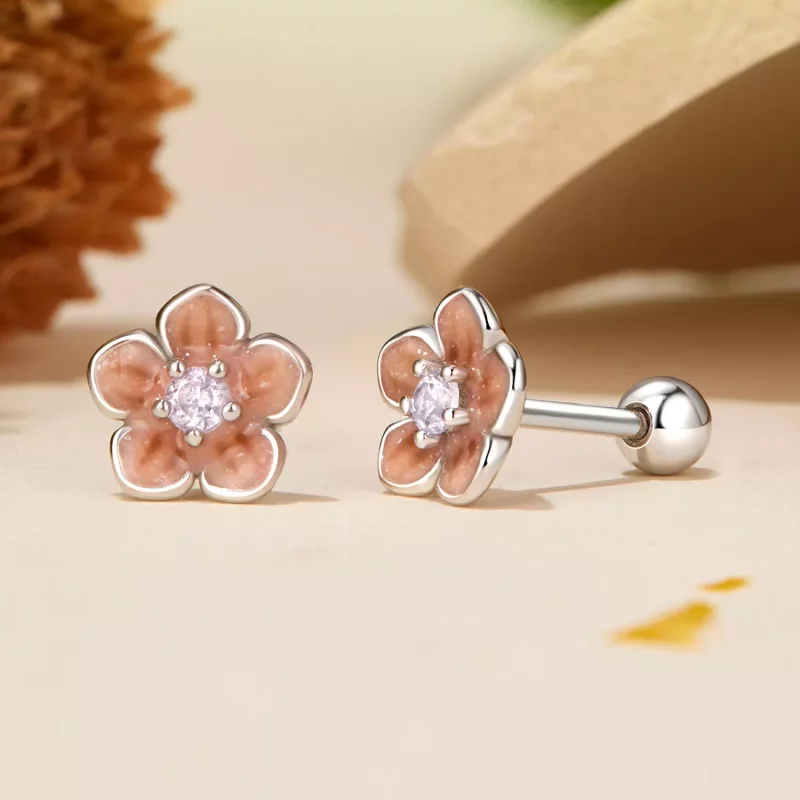 (imagen para) Pendientes románticos de flor de cerezo estilo PANDORA - BSE992 - Ver 3