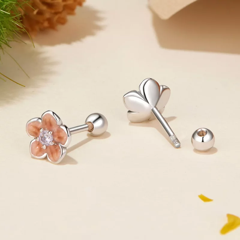 (imagen para) Pendientes románticos de flor de cerezo estilo PANDORA - BSE992 - Ver 4