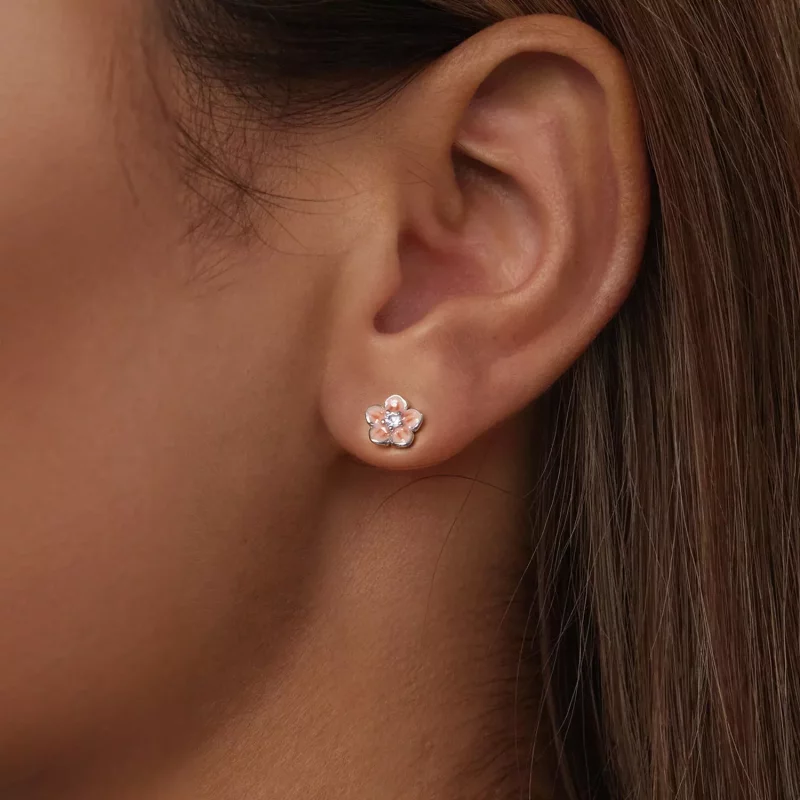 (imagen para) Pendientes románticos de flor de cerezo estilo PANDORA - BSE992 - Ver 6