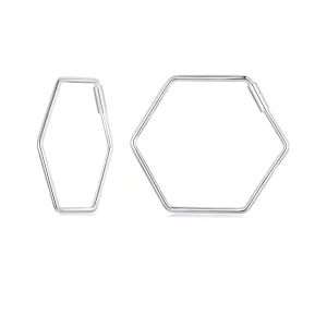 (imagen para) Pendientes sencillos con forma de hexágono estilo PANDORA - SCE1710