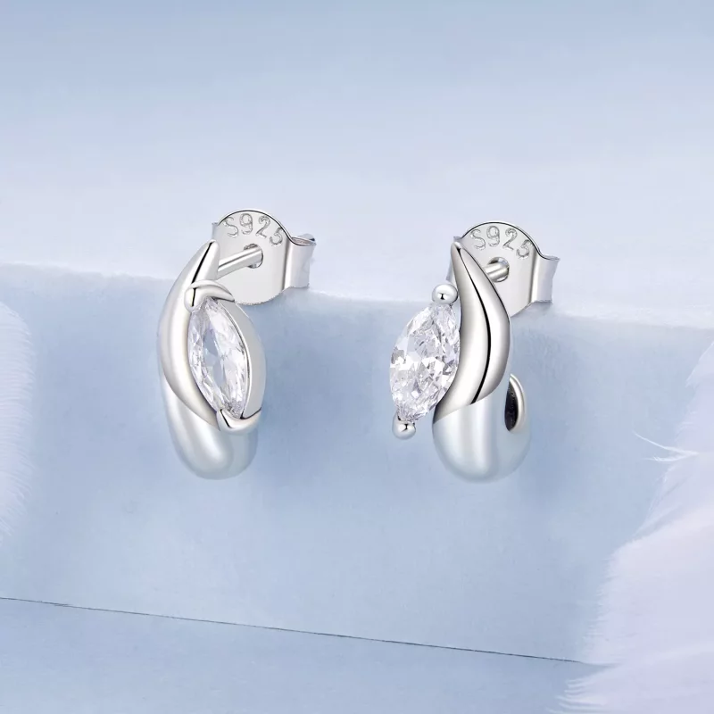 (imagen para) Pendientes sencillos con forma de marquesa estilo PANDORA - BSE971 - Ver 2