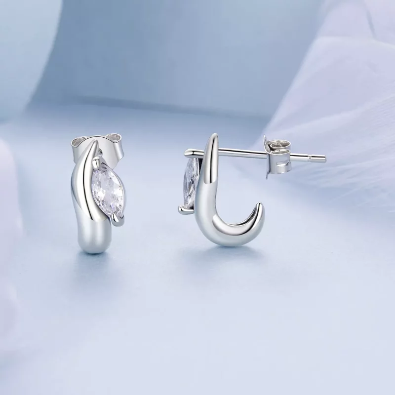 (imagen para) Pendientes sencillos con forma de marquesa estilo PANDORA - BSE971 - Ver 4
