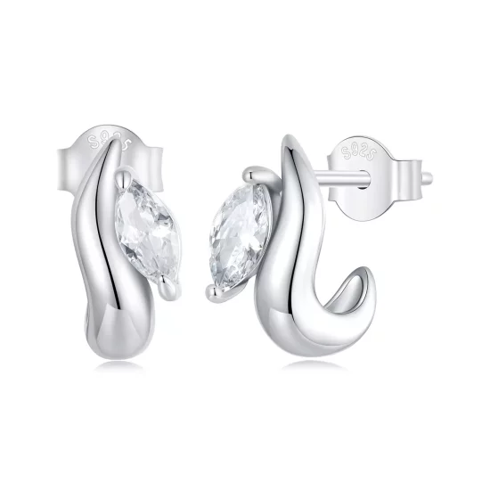 (imagen para) Pendientes sencillos con forma de marquesa estilo PANDORA - BSE971