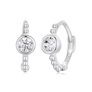 (imagen para) Pendientes sencillos de plata de ley con cuentas estilo PANDORA - SCE1731