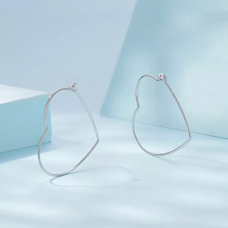 (imagen para) Pendientes sencillos en forma de corazón estilo PANDORA - SCE1711 - Ver 3
