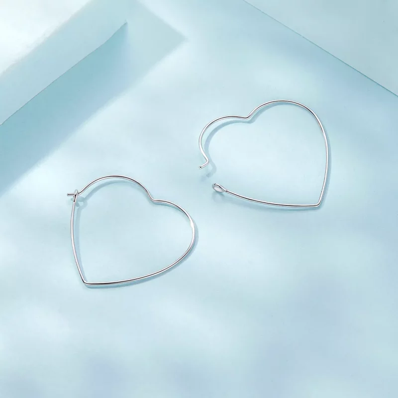 (imagen para) Pendientes sencillos en forma de corazón estilo PANDORA - SCE1711 - Ver 4