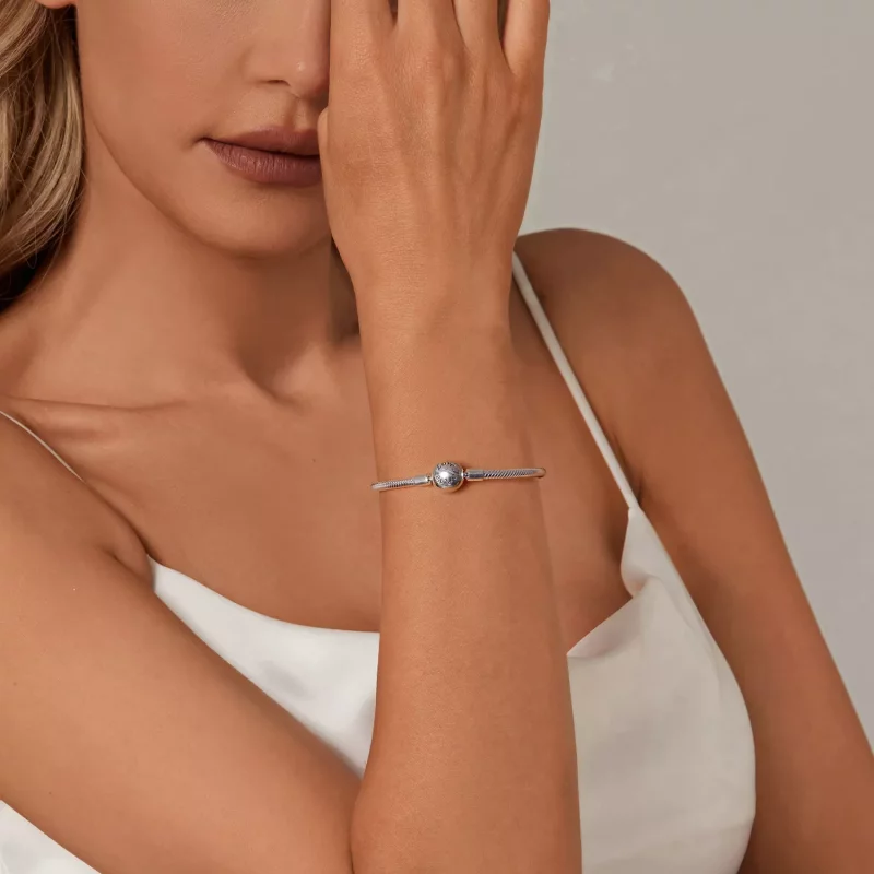 (imagen para) Pulsera básica con hueso de serpiente Forever Love de estilo PANDORA - SCB272 - Ver 8