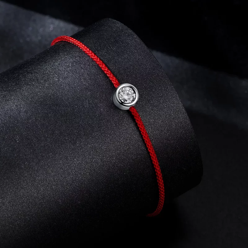 (imagen para) Pulsera de cuerda roja con moissanita exquisita estilo PANDORA (un certificado) - Ver 2