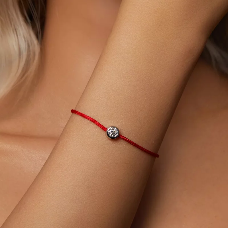 (imagen para) Pulsera de cuerda roja con moissanita exquisita estilo PANDORA (un certificado) - Ver 4